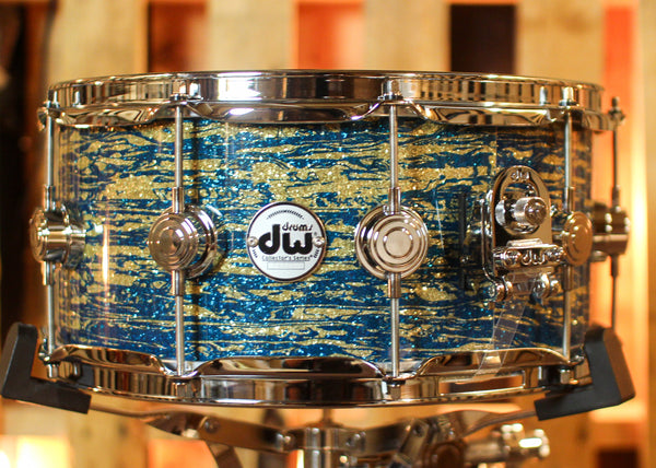DW 6.5x14 Collector's Maple 333 Blue Oyster Glass Snare Drum - SO#1441174