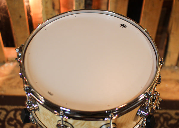 DW 6.5x14 Collector's 333 Natural Hard Satin over White Ash Swirl Snare Drum - SO#1424759