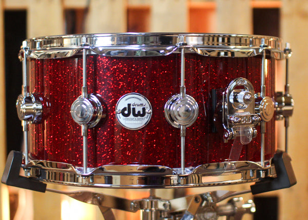 DW 6.5x14 Collector's Maple VLT Ruby Glass Snare Drum - SO#1452253