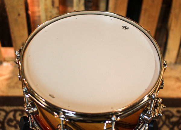DW 6.5x14 Collector's Maple VLT Tequila Sunrise Fade over Twisted European Walnut Snare Drum - SO#1404201