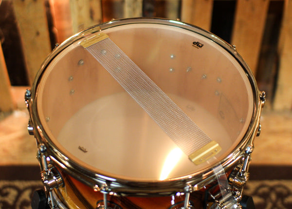 DW 6.5x14 Collector's Maple VLT Tequila Sunrise Fade over Twisted European Walnut Snare Drum - SO#1404201