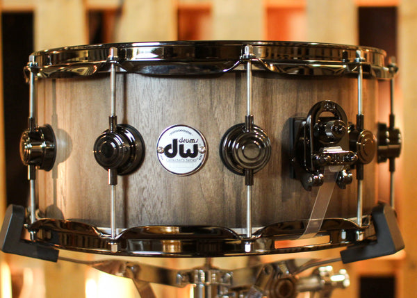 DW 6.5x14 Collector's Pure Walnut VLT Natural to Quick Ebony Burst Hard Satin Snare Drum - SO#1421550