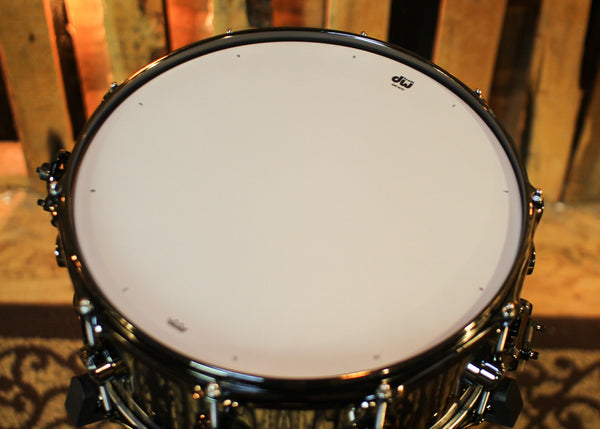 DW 6x14 Collector's Pure Birch Natural Lacquer over Royal Ebony Snare Drum - SO#1409990