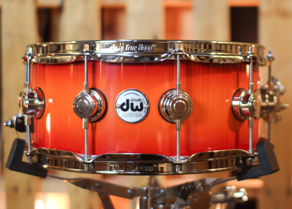 DW 6x14 Collector's Pure Cherry HVLT Orange to Red Burst Snare Drum - SO#1440415