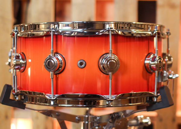 DW 6x14 Collector's Pure Cherry HVLT Orange to Red Burst Snare Drum - SO#1440415