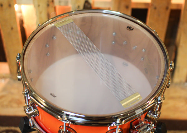 DW 6x14 Collector's Pure Cherry HVLT Orange to Red Burst Snare Drum - SO#1440415