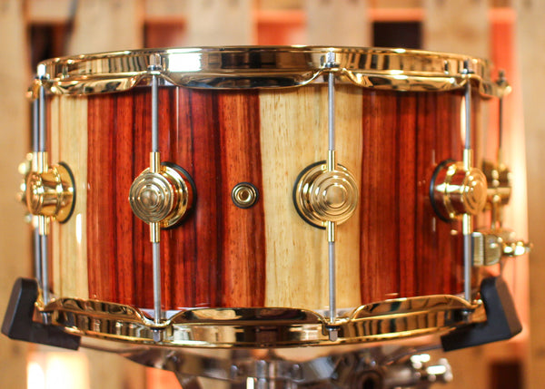 DW 7x14 Collector's Cherry Purplecore Candy Stripe Padauk Snare Drum - SO#1410011