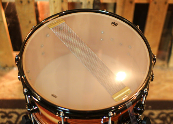 DW 7x14 Collector's Maple 333 Natural Lacquer over Horizontal Padauk Snare Drum - SO#1409991