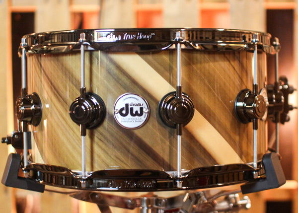 DW 7x14 Collector's Maple 333 Natural Lacquer over Twisted Rainbow Snare Drum - SO#1409993