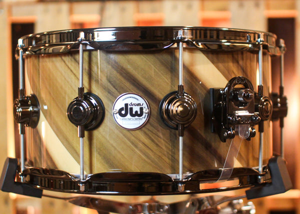 DW 7x14 Collector's Maple 333 Natural Lacquer over Twisted Rainbow Snare Drum - SO#1409993