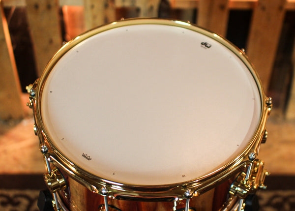 DW 7x14 Collector's Maple Mahogany Natural Lacquer over Candy Stripe Padauk Snare Drum - SO#1410001