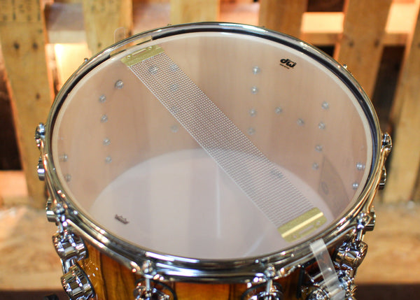DW 8x14 Collector's Maple 333 Tequila Sunrise Burst over Black Limba Snare Drum - SO#1430091