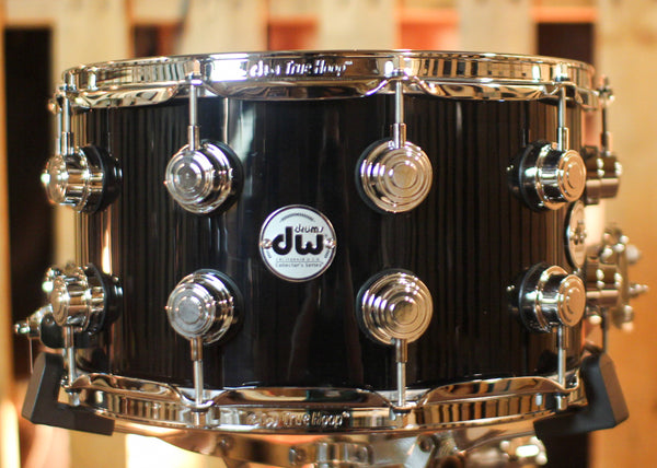 DW 8x14 Collector's Maple Mahogany Gloss Black Snare Drum - SO#1421688