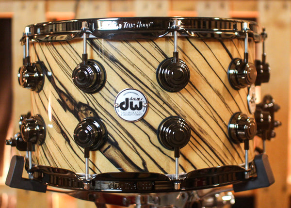DW 8x14 Collector's Maple VLT Natural Lacquer over Twisted Ivory Ebony Snare Drum - SO#1409999