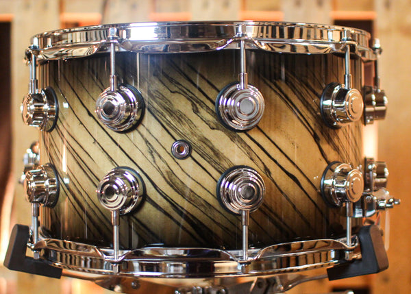 DW 8x14 Collector's Maple VLT Quick Candy Black Burst over Twisted Ivory Ebony Snare Drum - SO#1388755
