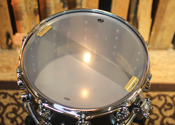 DW 8x14 Collector's Satin Black over Brass Snare Drum