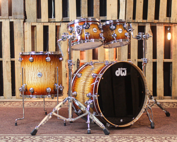 DW Collector's Maple 333 Almond Burst over Super Quilted Maple Drum Set - 22,10,12,16 - SO#1421335