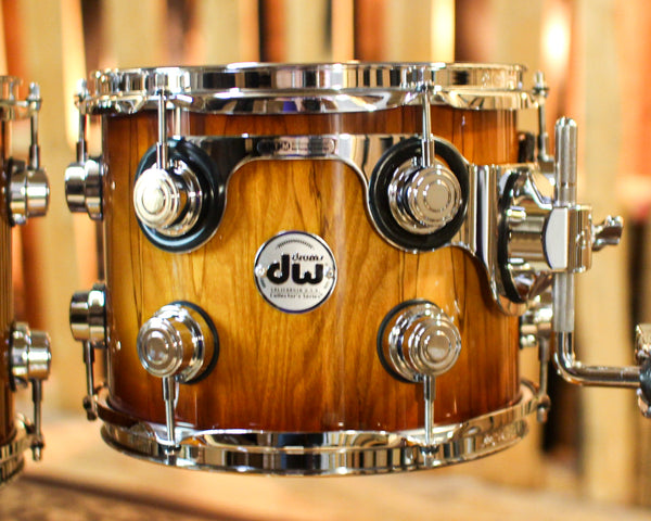DW Collector's Maple 333 Burnt Toast Burst over Vertical Olive Ash Drum Set - 22,10,12,14,16 - SO#1362406