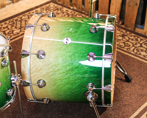 DW Collector's 333 Green Fade over Birdseye Maple Drum Set - 22,10,12,14,16 - SO#1382334