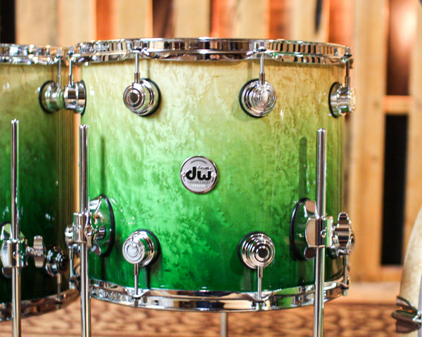 DW Collector's 333 Green Fade over Birdseye Maple Drum Set - 22,10,12,14,16 - SO#1382334