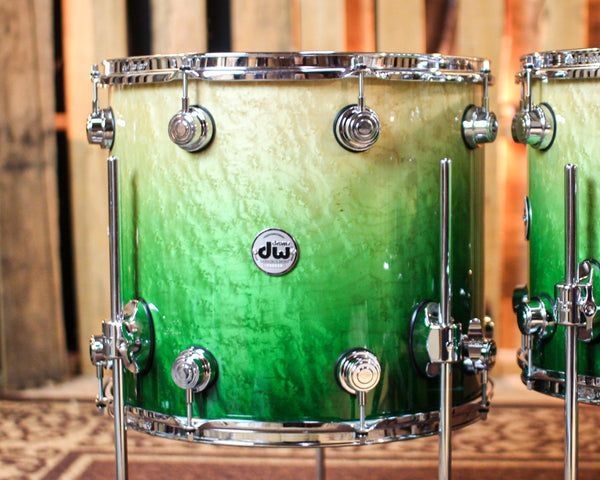 DW Collector's 333 Green Fade over Birdseye Maple Drum Set - 22,10,12,14,16 - SO#1382334