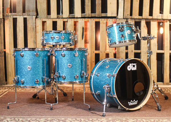 DW Collector's Maple 333 Teal Glass Drum Set - 20,12,14,16,14sn - SO#1429990