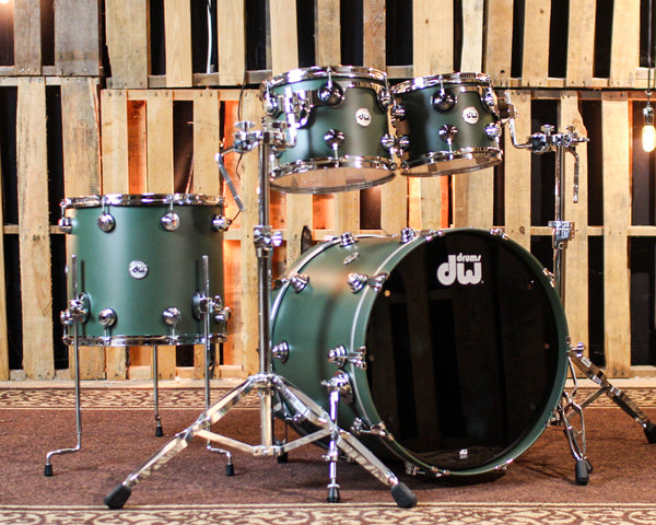 DW Collector's Maple SSC Army Green Hard Satin Drum Set - 22,10,12,16 - SO#1386428