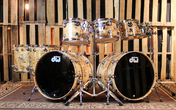 DW Collector's Maple SSC Natural Lacquer over Mapa Burl Drum Set - 22,22,8,10,12,13,16,18 - SO#1388699