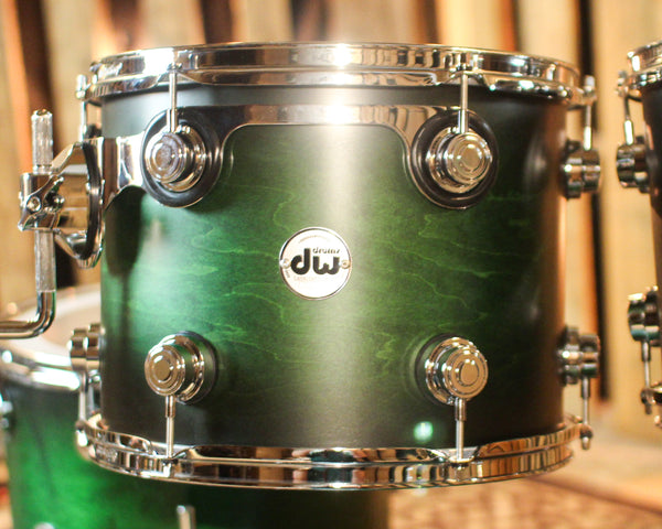 DW Collector's Maple SSC Satin Emerald Green to Ebony Burst Drum Set - 20,10,12,13,15 - SO#1440815