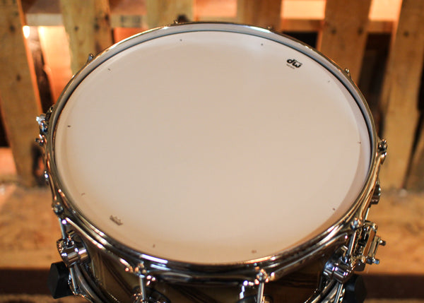 DW 6.5x14 Collector's Maple VLT Candy Black Burst over Twisted European Walnut Snare Drum - SO#1426116
