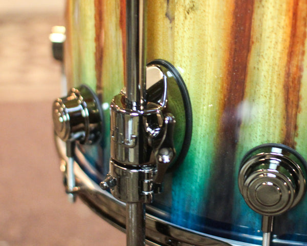 DW Collector's SonicPly Regal Blue Burst over Candy Stripe Padauk Drum Set - 22,10,12,14,16 - SO#1441739