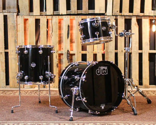 DW Performance Piano Black Lacquer Bop Drum Set - 14x18, 8x12, 14x14