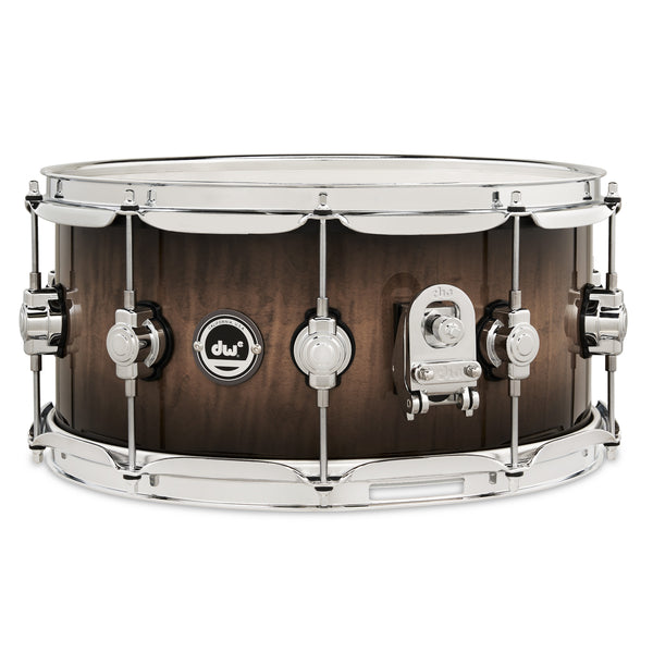 DW 6.5x14 DWe Candy Black Burst over Curly Maple Exotic Snare Drum