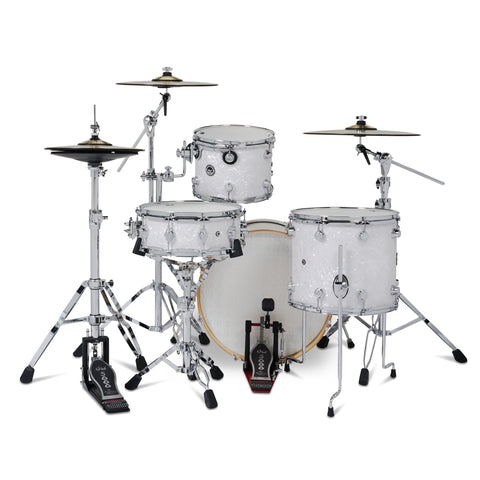 DWe 4-Piece White Marine Pearl Drum Set Bundle