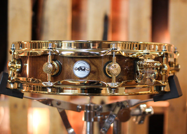 DW 3.14x14 Collector's Maple VLT Light Walnut Stain over Elm Burl Pi Snare Drum - SO#1424829
