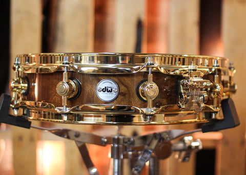 DW 3.14x14 Collector's Maple VLT Light Walnut Stain over Elm Burl Pi Snare Drum - SO#1424829