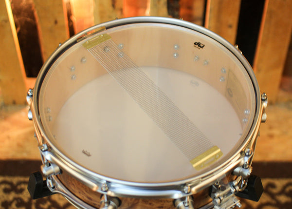 DW 4x14 Collector's SonicPly Natural Hard Satin over Elm Burl Snare Drum - SO#1424832