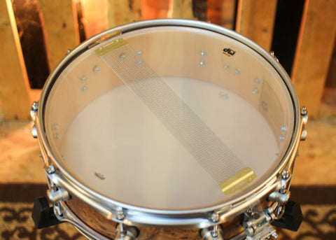 DW 4x14 Collector's SonicPly Natural Hard Satin over Elm Burl Snare Drum - SO#1424832