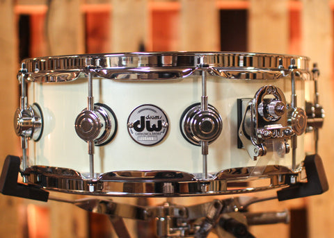 DW 5x14 Collector's Maple VLT Lexus White Lacquer Snare Drum - SO#1127629