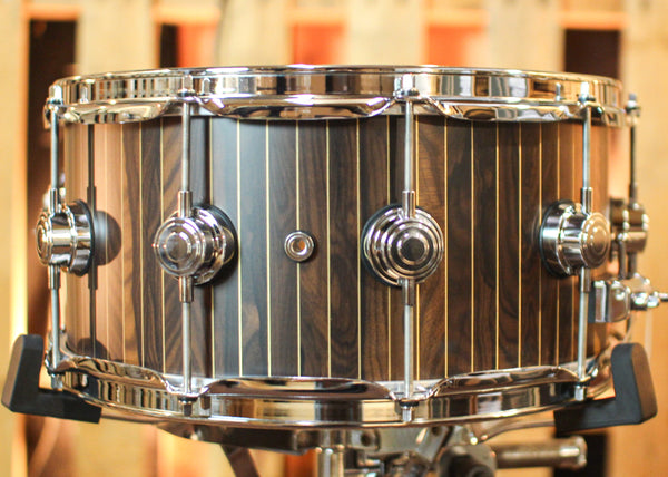 DW 6.5x14 Collector's 333 Natural Hard Satin over Pinstripe Ziricote Snare Drum - SO#1352250