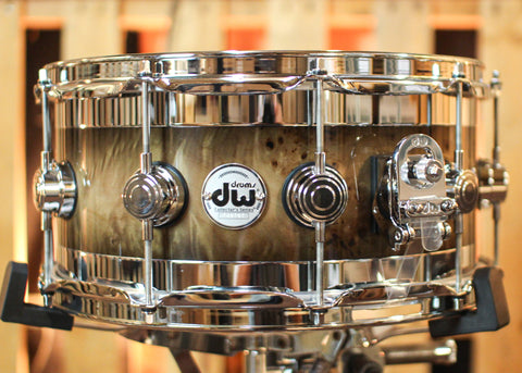 DW 6.5x14 Collector's Maple VLT Candy Black Burst over Mapa Burl Edge Snare Drum - SO#1353638