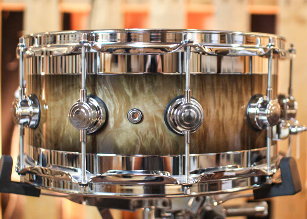 DW 6.5x14 Collector's Maple VLT Candy Black Burst over Mapa Burl Edge Snare Drum - SO#1353638