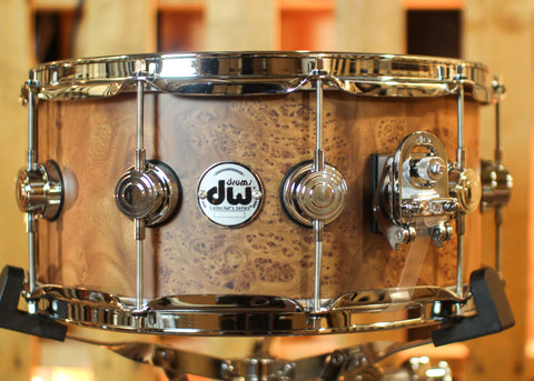 DW 6.5x14 Collector's Maple 333 Natural Hard Satin over Elm Burl Snare Drum - SO#1421337
