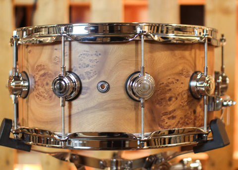 DW 6.5x14 Collector's Maple 333 Natural Hard Satin over Elm Burl Snare Drum - SO#1421337