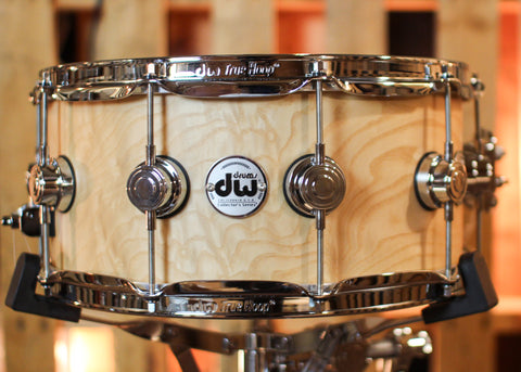 DW 6.5x14 Collector's 333 Natural Hard Satin over White Ash Swirl Snare Drum - SO#1424759