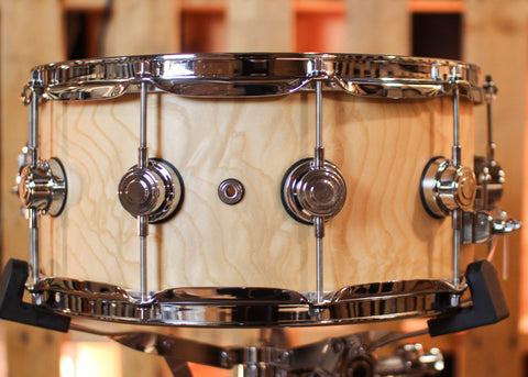 DW 6.5x14 Collector's 333 Natural Hard Satin over White Ash Swirl Snare Drum - SO#1424759