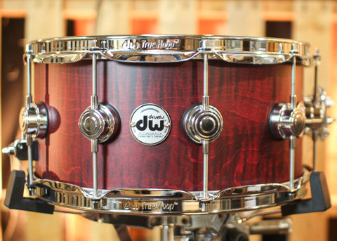 DW 6.5x14 Collector's Maple HVLT Cherry Bloodstain Hard Satin Snare Drum - SO#1356056