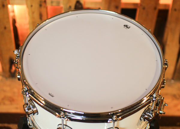 DW 6.5x14 Collector's Maple Mahogany Solid White Lacquer Snare Drum - SO#1444635