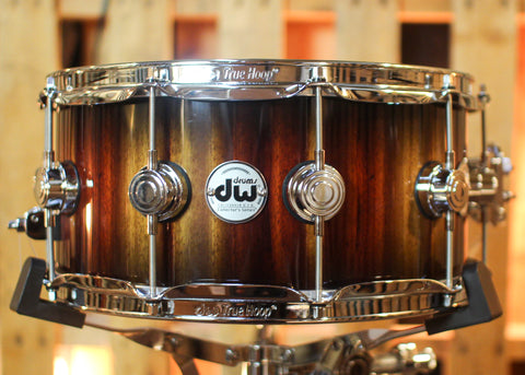 DW 6.5x14 Collector's Maple Purplecore Candy Black Burst over Candy Stripe Padauk Snare Drum - SO#1444622