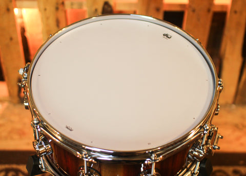 DW 6.5x14 Collector's Maple Purplecore Candy Black Burst over Candy Stripe Padauk Snare Drum - SO#1444622